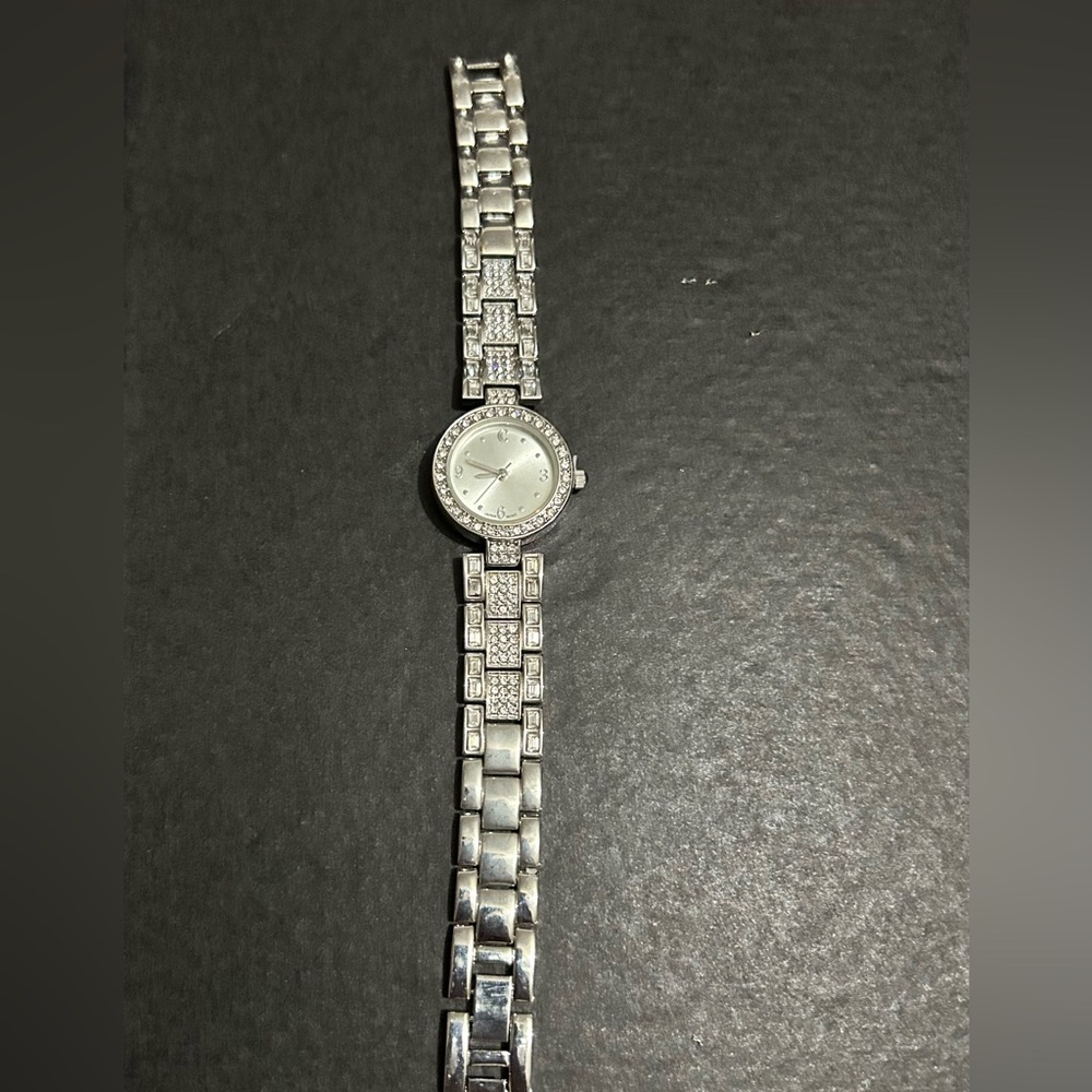 Silver diamond watch